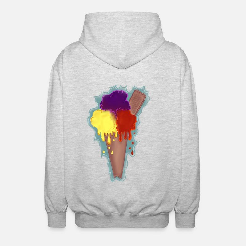 Regenbogen Eis  - Unisex Kapuzenjacke - Hellgrau meliert