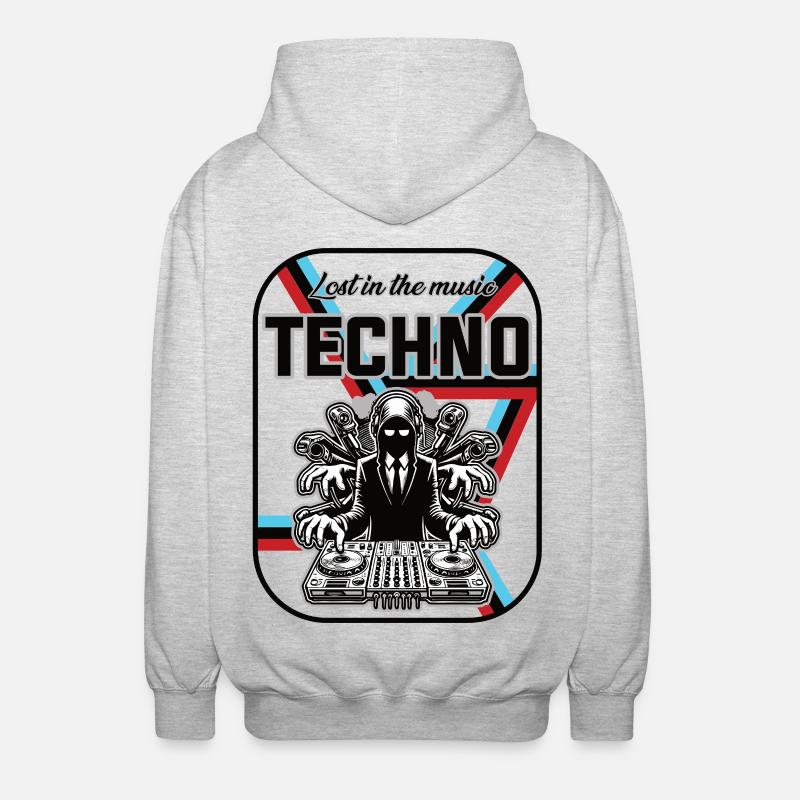 Techno Design – Perdu dans la musique - Veste à capuche unisexe - gris clair chiné