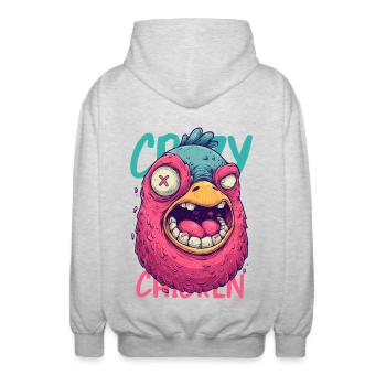 Crazy Chicken Dessin animé Monstre - Veste à capuche unisexe - gris clair chiné - Dos - AI Model Male 185 light (185cm)
