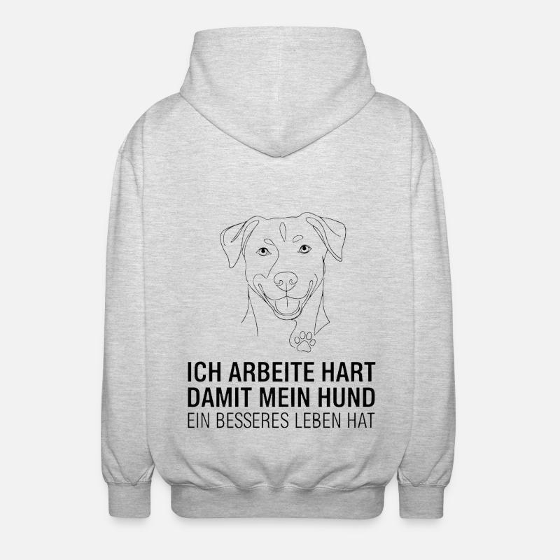 Je travaille dur pour mon chien - Veste à capuche unisexe - gris clair chiné