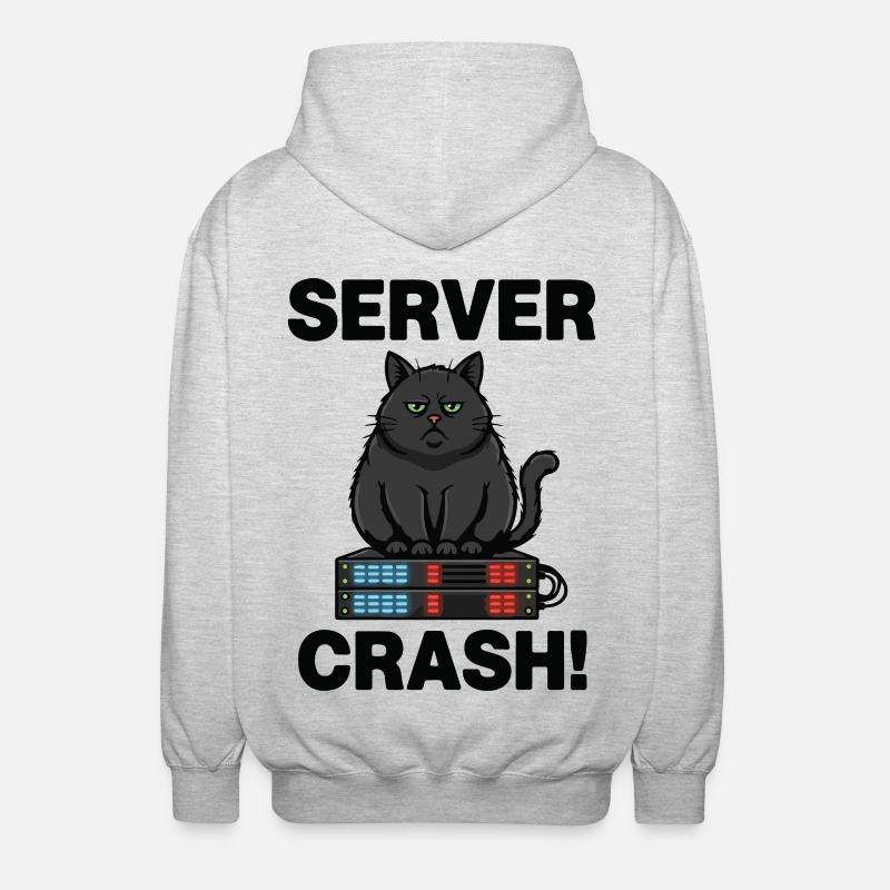 Server Crash Chat Informatique Humour - Veste à capuche unisexe - gris clair chiné