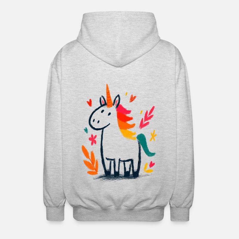 Pastellunicorn mit Regenbogenmähne - Unisex Kapuzenjacke - Hellgrau meliert