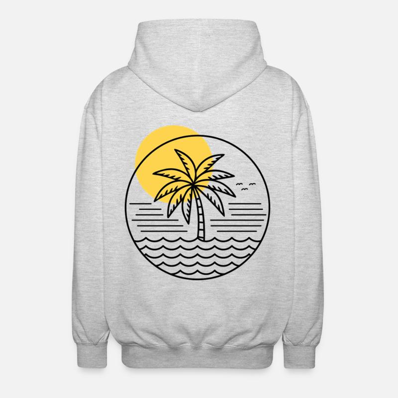 Palm Tree Circle - Unisex Hooded Jacket - light heather grey