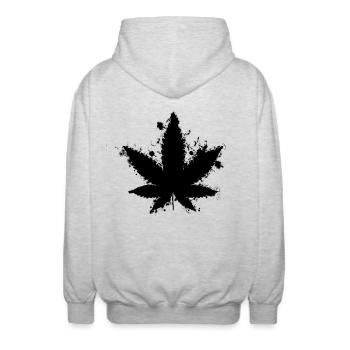 Cannabis - Geschenkidee - Unisex Kapuzenjacke - Hellgrau meliert - Hinten - AI Model Male 185 light (185cm)