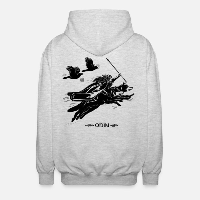 Odin avec Geri et Freki - Veste à capuche unisexe - gris clair chiné