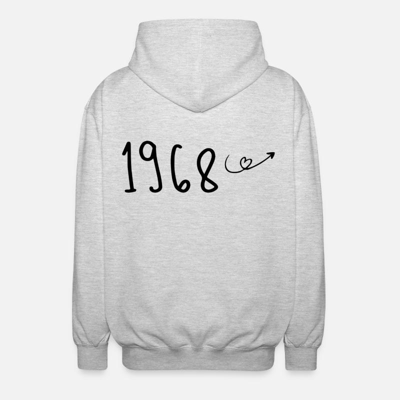 1968 Anniversaire 1968 Retro 1968 - Veste à capuche unisexe - gris clair chiné