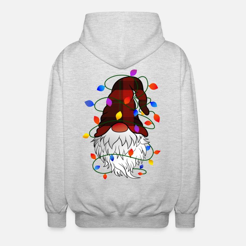 Weihnachts Gnom mit Lichterkette - Unisex Kapuzenjacke - Hellgrau meliert