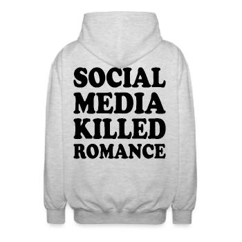 social media killed romance - Unisex Kapuzenjacke - Hellgrau meliert - Hinten - AI Model Male 185 light (185cm)
