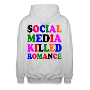 social media killed romance - Unisex Kapuzenjacke - Hellgrau meliert - Hinten - AI Model Male 185 light (185cm)