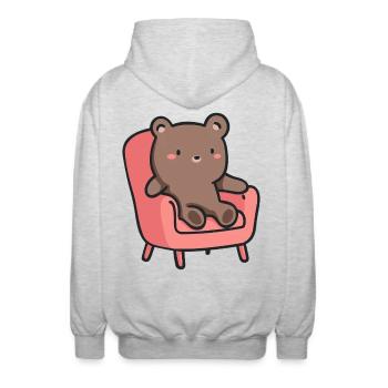 Bär im Sessel: Niedliches Design für Tierfans - Unisex Kapuzenjacke - Hellgrau meliert - Hinten - AI Model Male 185 light (185cm)