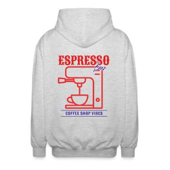 Espresso Bar Vibes - Unisex Hooded Jacket - light heather grey - Back - AI Model Male 185 light (185cm)