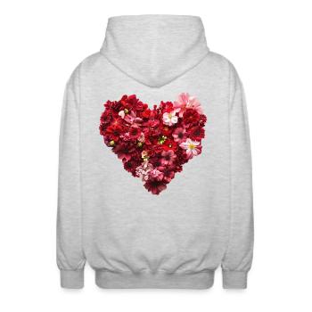Coeur de Fleurs Rouges - Passionate Flower Pr - Veste à capuche unisexe - gris clair chiné - Dos - AI Model Male 185 light (185cm)