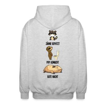 Teeth Brushed Raccoon Capybara Sloth Gift - Unisex Hooded Jacket - light heather grey - Back - AI Model Male 185 light (185cm)