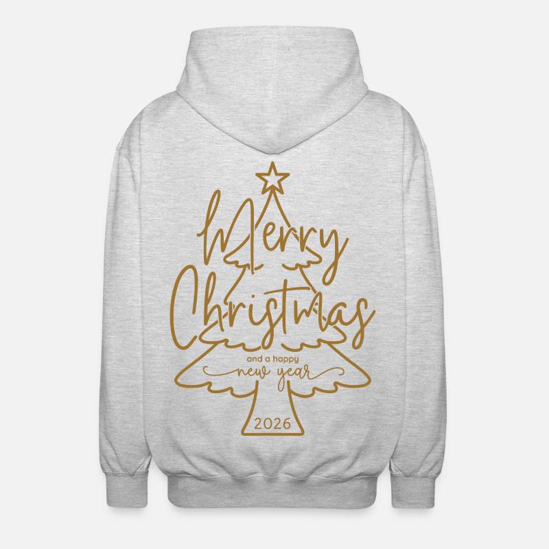 Joyeux Noël et Bonne Année 2026 - Veste à capuche unisexe - gris clair chiné