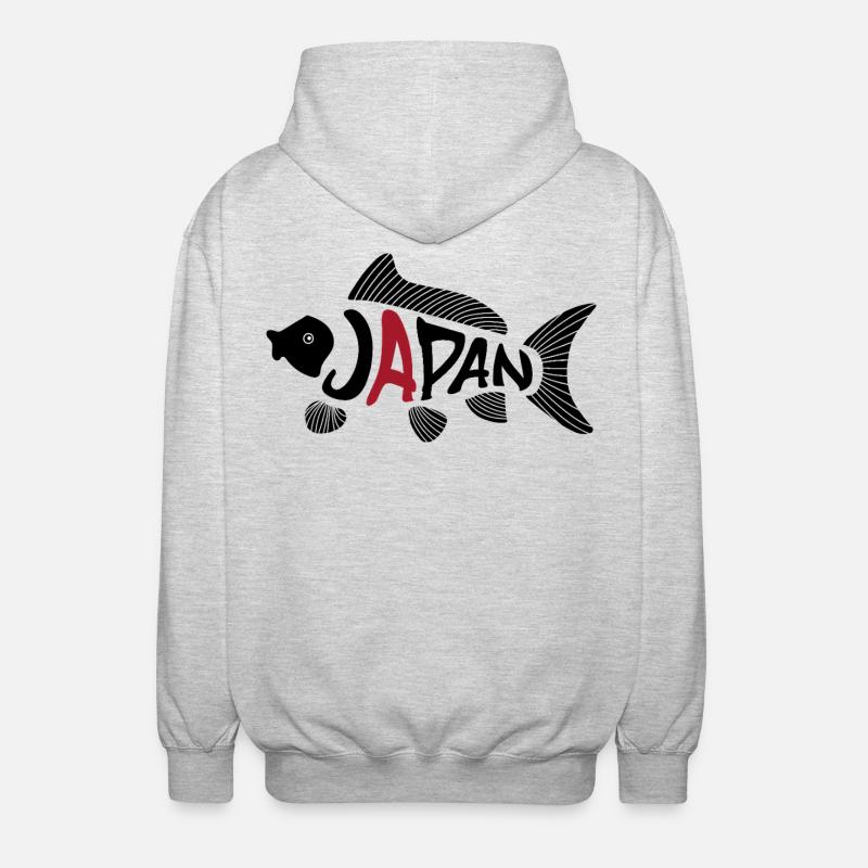 Poisson koï du Japon - Veste à capuche unisexe - gris clair chiné