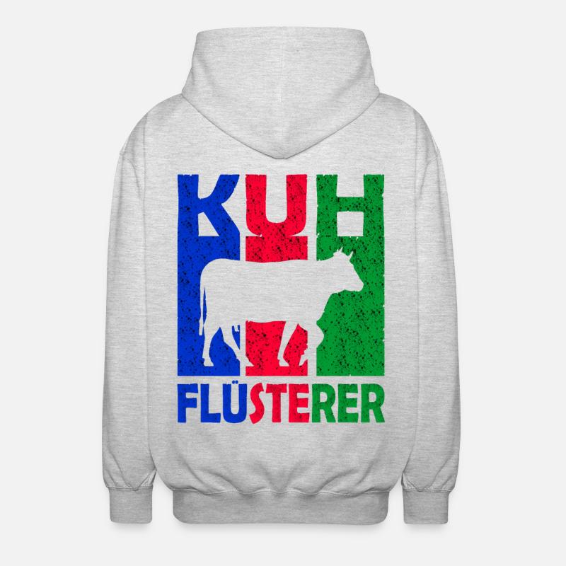 Kuh Flüsterer Retro Geschenk - Unisex Kapuzenjacke - Hellgrau meliert