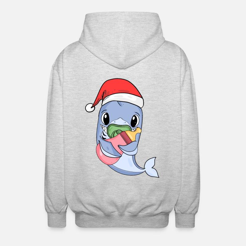 Requin Bébé Noël Poisson Poisson - Veste à capuche unisexe - gris clair chiné