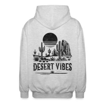 Desert Vibes - Unisex Hooded Jacket - light heather grey - Back - AI Model Male 185 light (185cm)