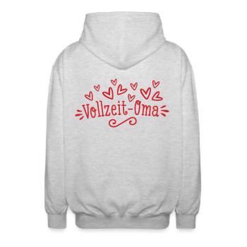 Vollzeit-Oma - Unisex Kapuzenjacke - Hellgrau meliert - Hinten - AI Model Male 185 light (185cm)
