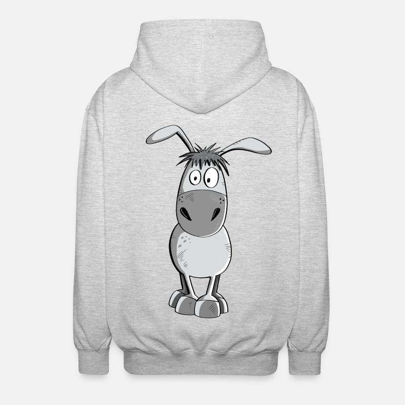 Witziger Grauer Esel - Tiere - Comic - Unisex Kapuzenjacke - Hellgrau meliert