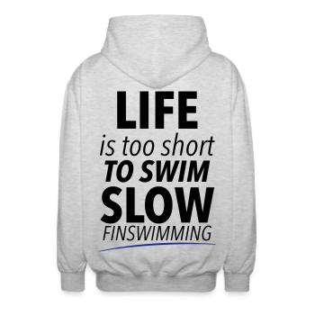 Finswimming - Unisex Kapuzenjacke - Hellgrau meliert - Hinten - AI Model Male 185 light (185cm)