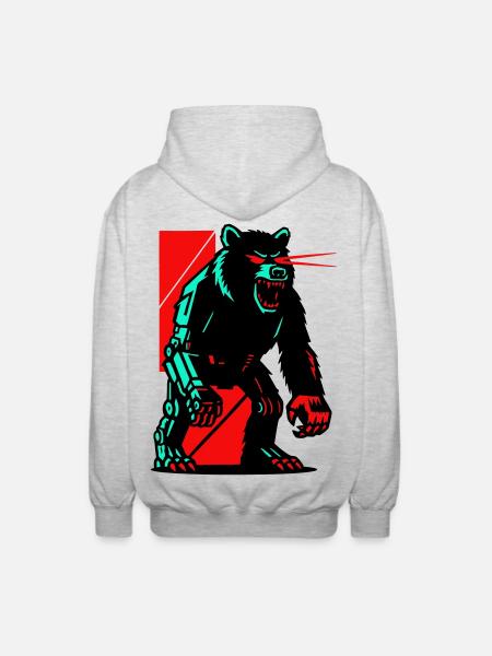 Mecha Techno Bear - Unisex Hooded Jacket - light heather grey