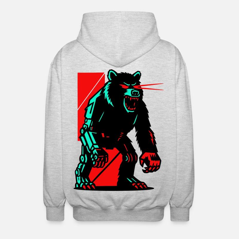 Mecha Techno Bear - Unisex Hooded Jacket - light heather grey