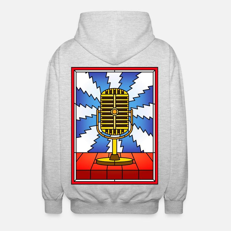 Conception rétro de vitrail micro - Veste à capuche unisexe - gris clair chiné