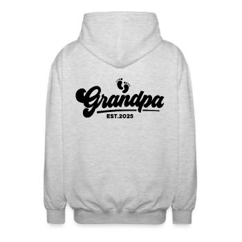 Papy 2025 - Veste à capuche unisexe - gris clair chiné - Dos - AI Model Male 185 light (185cm)