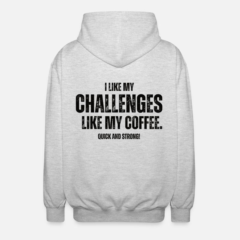 Challenges Like My Coffee Boulderer - Unisex Hooded Jacket - light heather grey