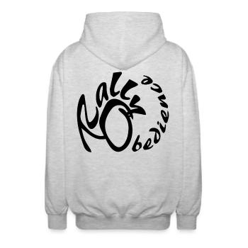 Rally Obedience Design für Hundesport mit Hund - Unisex Kapuzenjacke - Hellgrau meliert - Hinten - AI Model Male 185 light (185cm)
