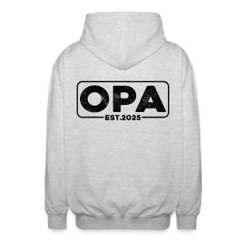 Opa 2025 - Unisex Kapuzenjacke - Hellgrau meliert - Hinten - AI Model Male 185 light (185cm)