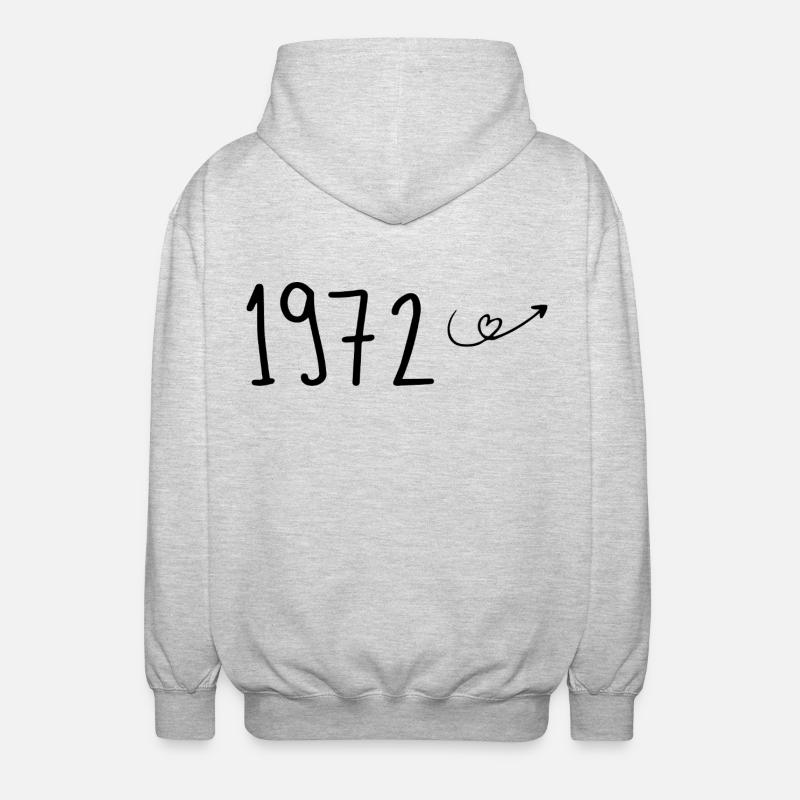 1972 Anniversaire 1972 Retro 1972 - Veste à capuche unisexe - gris clair chiné