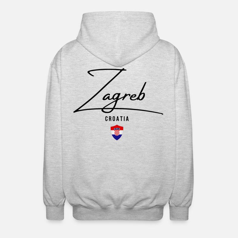 J’aime Zagreb, Zagreb Croatie - Veste à capuche unisexe - gris clair chiné