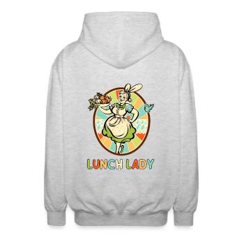 Tablier rétro Lunch Lady - Veste à capuche unisexe - gris clair chiné - Dos - AI Model Male 185 light (185cm)