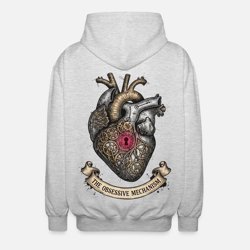 Cœur Steampunk avec Gears Dark Academia - Veste à capuche unisexe - gris clair chiné