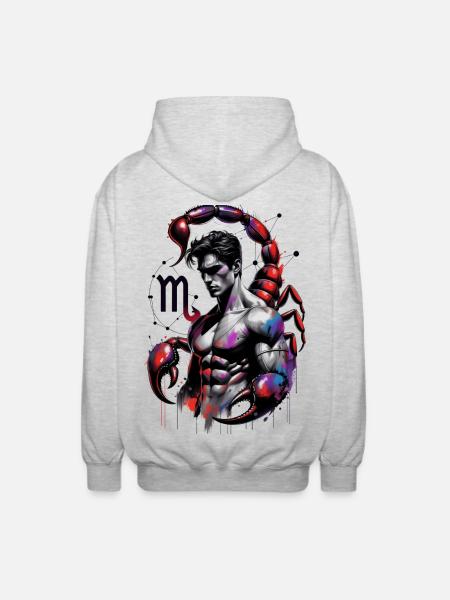 Scorpio Man – Astrology Gift - Unisex Hooded Jacket - light heather grey