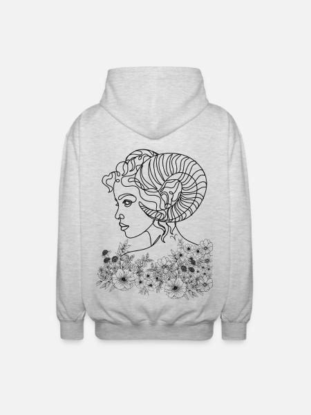 Bélier Femme – Cadeau Astrologie - Veste à capuche unisexe - gris clair chiné