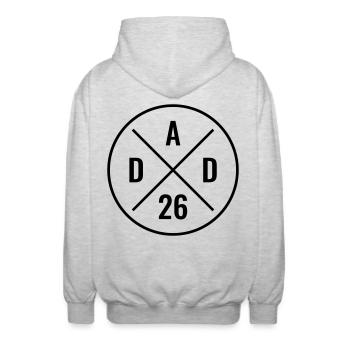 Dad 26 Baby Vater Vatertag Geschenk Papa 2026 - Unisex Kapuzenjacke - Hellgrau meliert - Hinten - AI Model Male 185 light (185cm)