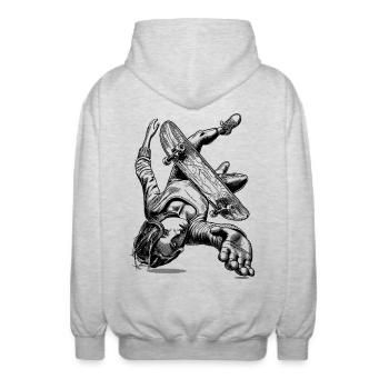 Skate-Sturz Shirt – Fallen und Aufstehen - Unisex Kapuzenjacke - Hellgrau meliert - Hinten - AI Model Male 185 light (185cm)