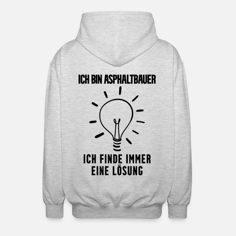 Asphaltbauer Beruf Ausbildung - Unisex Kapuzenjacke - Hellgrau meliert