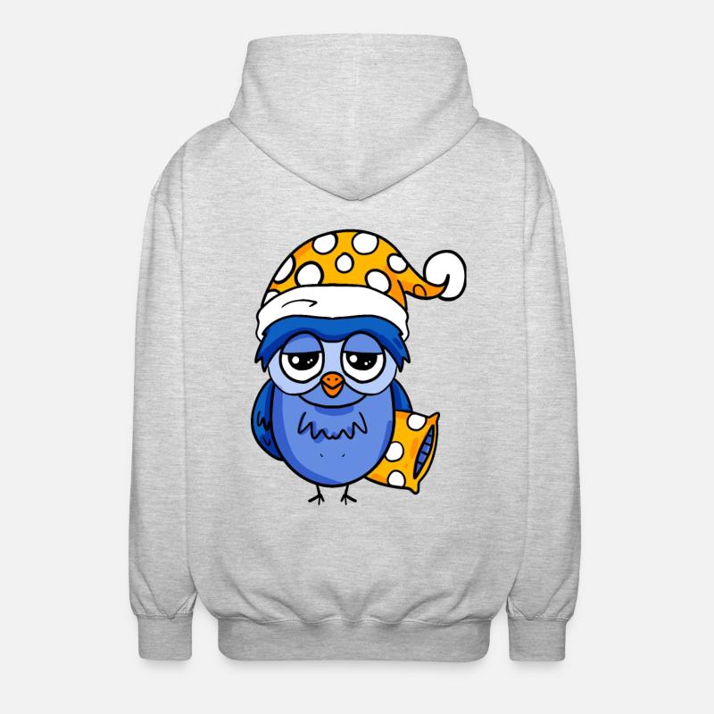 Schläfrige Eule - Unisex Kapuzenjacke - Hellgrau meliert