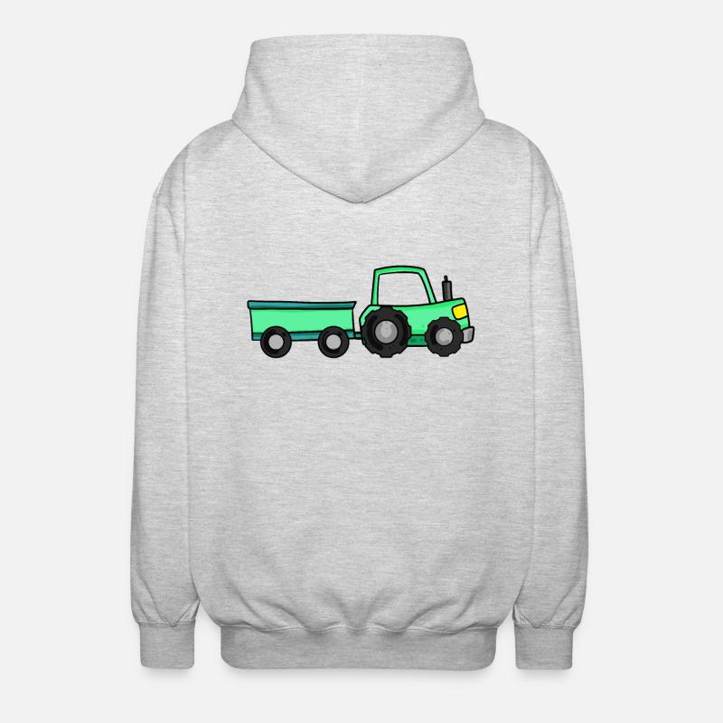 Traktor mit Anhänger - Unisex Kapuzenjacke - Hellgrau meliert