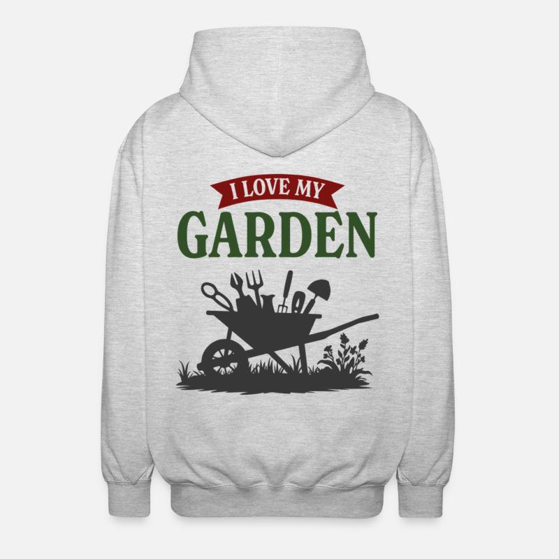 J’adore mon jardin - Veste à capuche unisexe - gris clair chiné