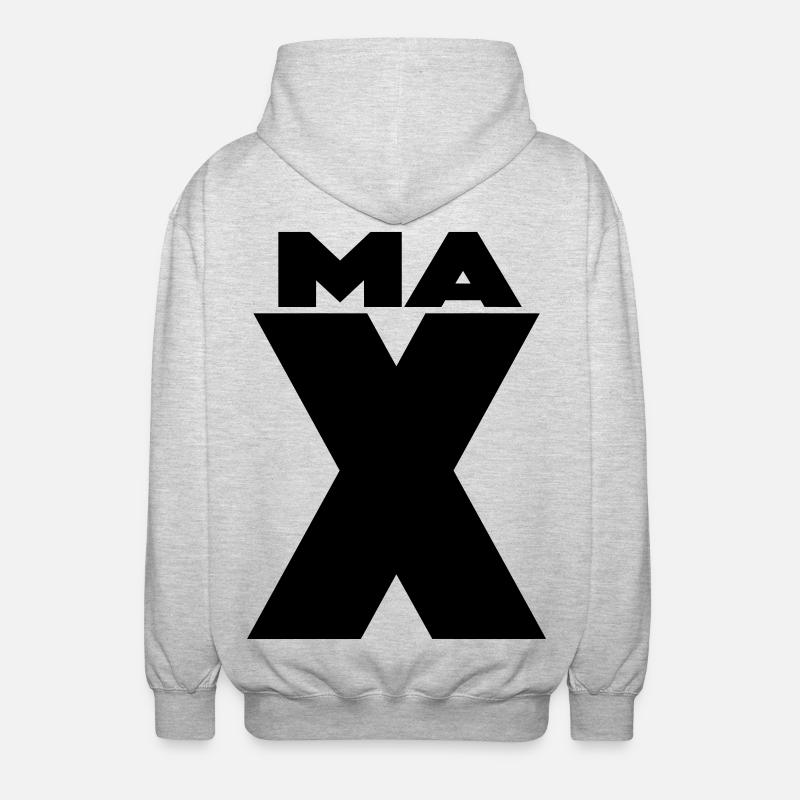 Max X – Minimal Name Design - Unisex Kapuzenjacke - Hellgrau meliert