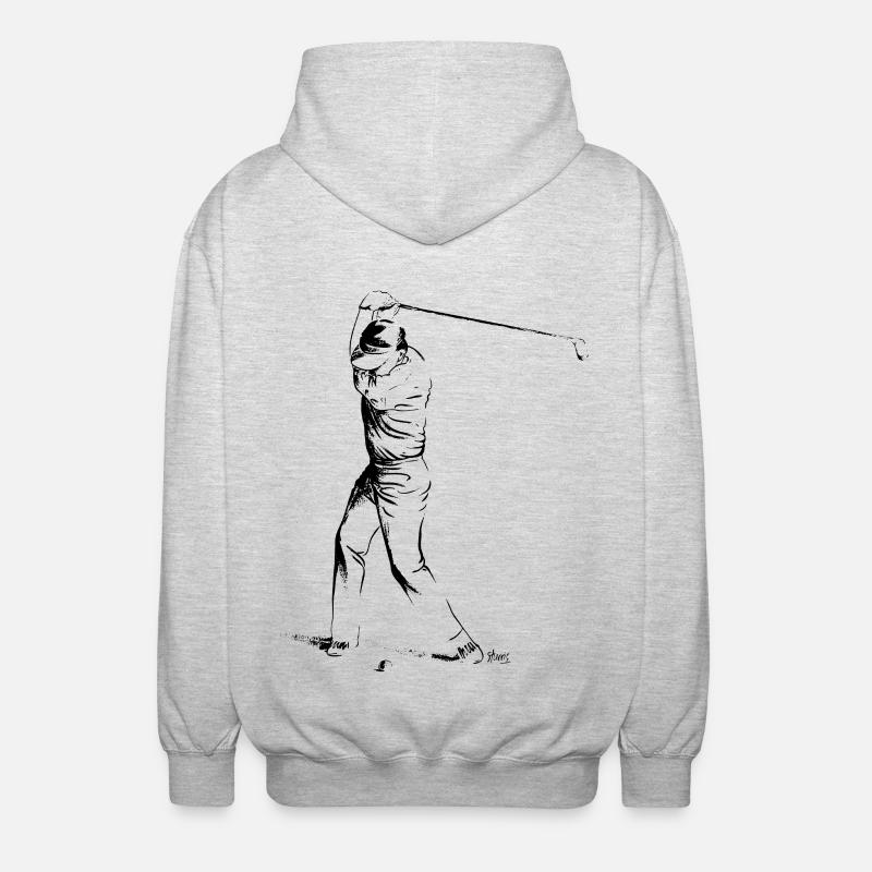 Bild eines Golfers während des Spiels - Unisex Kapuzenjacke - Hellgrau meliert