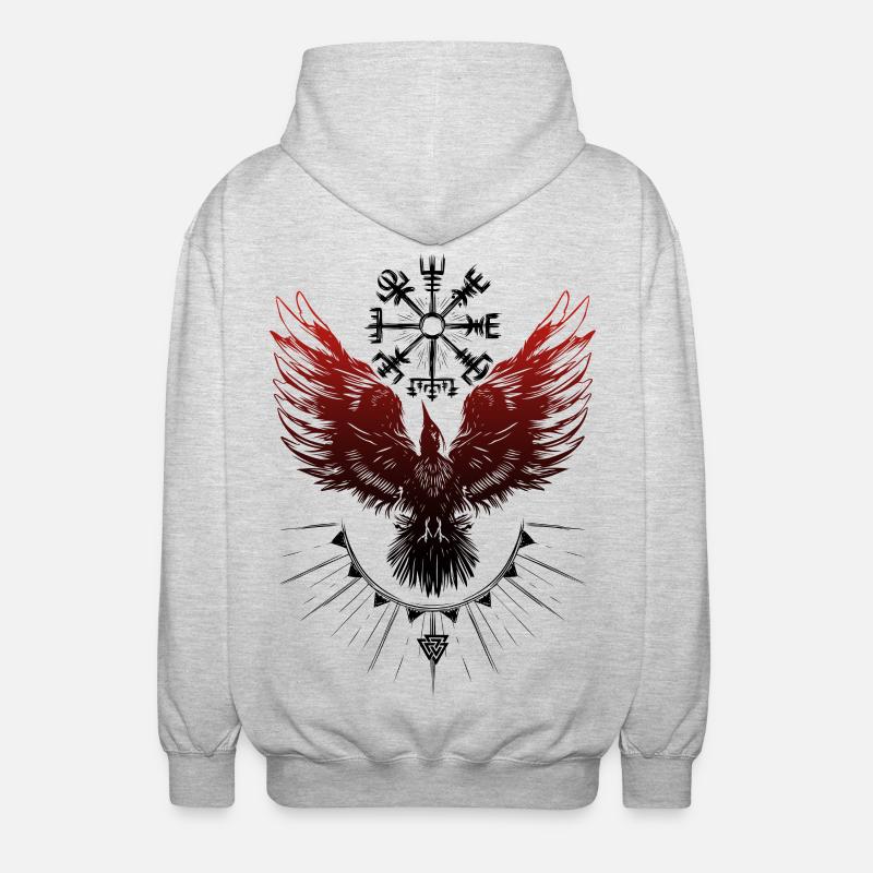 Wikinger Rabe Vegvisir Valknut - Unisex Kapuzenjacke - Hellgrau meliert