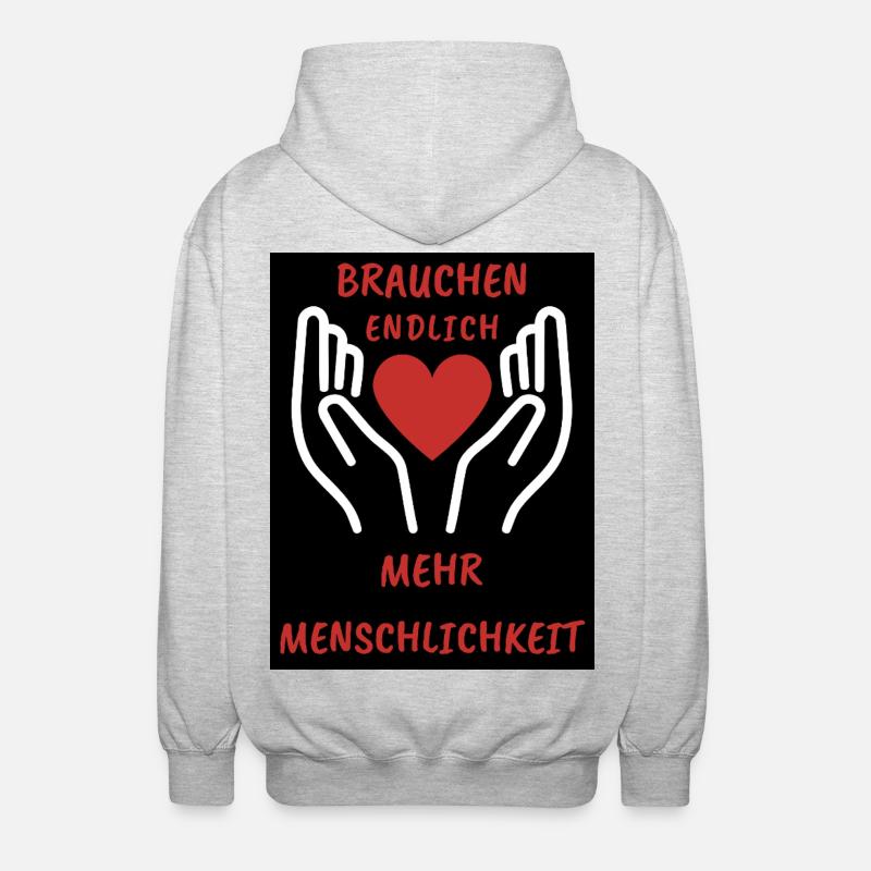 Herz- und Handdesign mit Botschaft - Unisex Kapuzenjacke - Hellgrau meliert