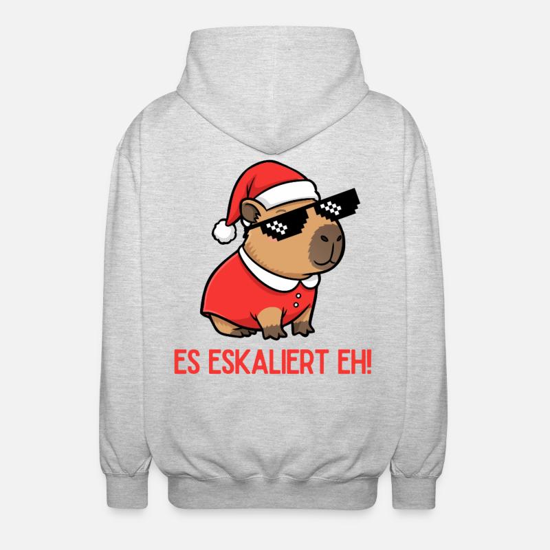 Es eskaliert eh – Weihnachtsfeier Edition 🎄🎉 - Unisex Kapuzenjacke - Hellgrau meliert