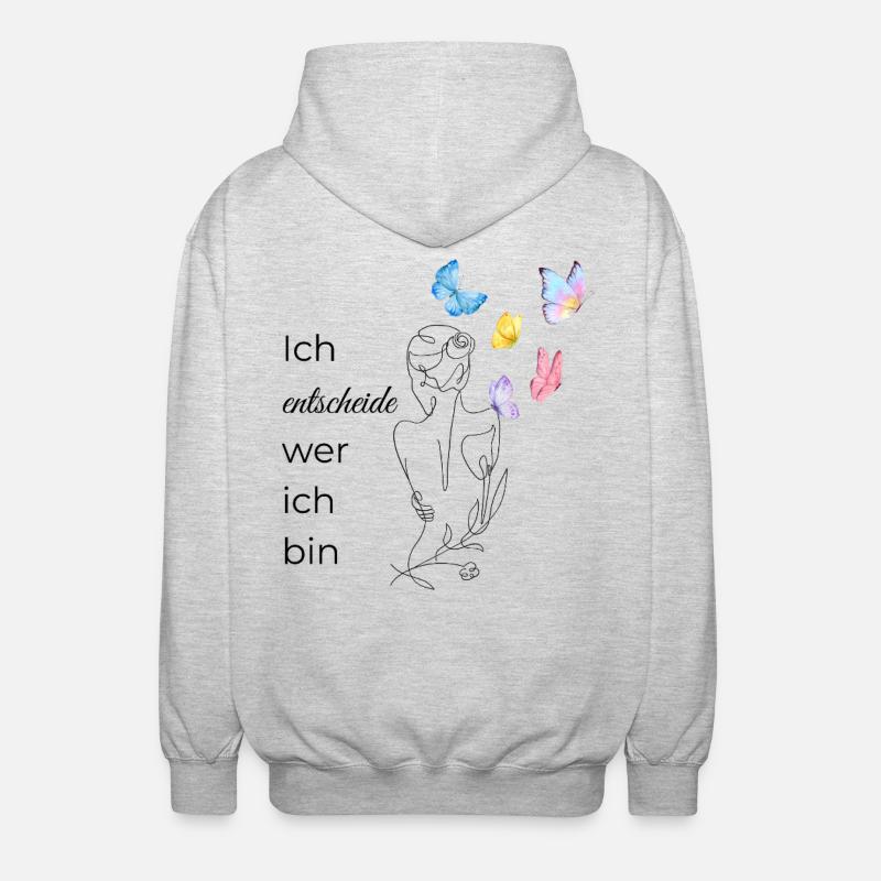 Ich ENTSCHEIDE wer ich bin - Unisex Kapuzenjacke - Hellgrau meliert
